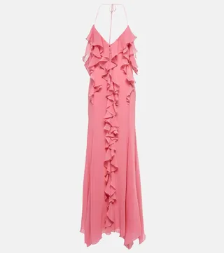 Ruffle cotton and silk maxi dress