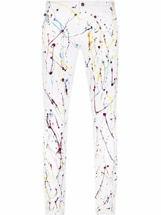 Paint-Splatter Detail Skinny Jeans