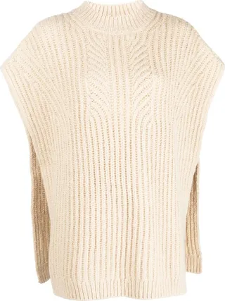 Oversize Ribbed-Knit Cape Jumper