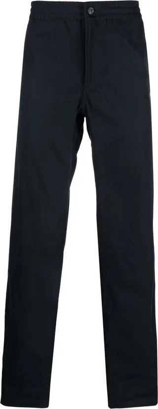 Elasticated-Waist Straight-Leg Trousers