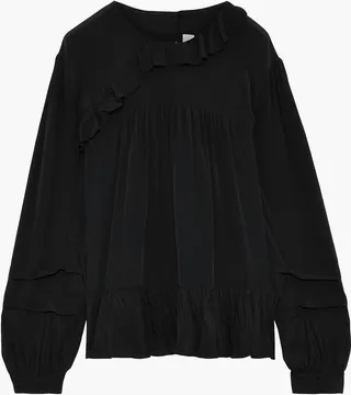 Amaze ruffle-trimmed crepe de chine blouse