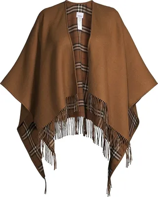 Reversible Check Wool Cape