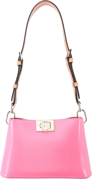 Patent leather shoulder bag with metal Arco logo