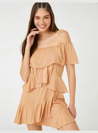 Mini Jumpsuit Off Shoulder Ruffle