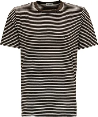 Saint Laurent Striped Monogram Logo T-Shirt