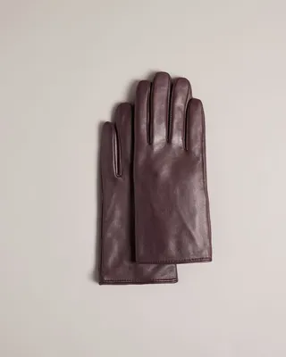 Leather Magnolia Gloves in Deep Purple