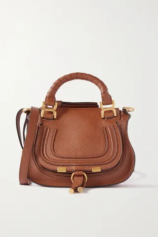 Chloé - + Net Sustain Marcie Mini Textured-leather Tote - Brown