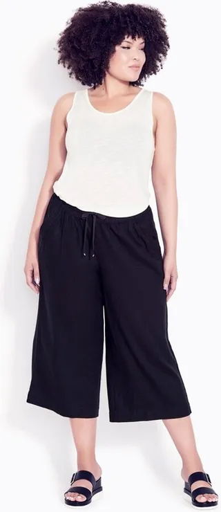 EVANS | Women's Plus Size Wide Leg Crop Trouser - black - 28W