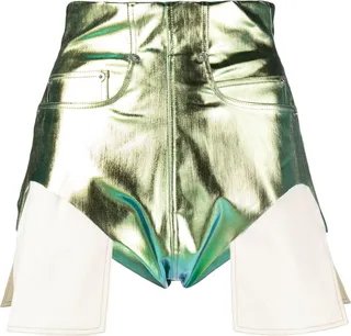 Iridescent-Finish High-Waisted Shorts