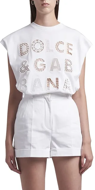 Mixed-Embroidered Logo Cutout Sleeveless Top