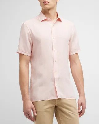 Men's Short Sleeve Linen Sport Shirt