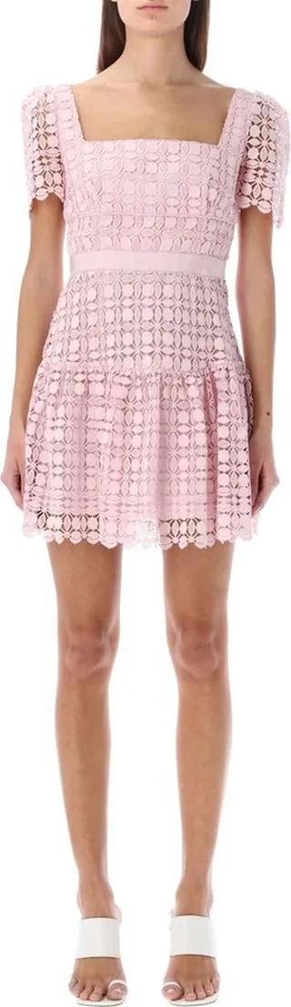 Self-Portrait Square Neck Laced Mini Dress