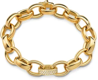 18K Yellow Gold Marilyn XL Ultra Bracelet with Diamond Pave Link