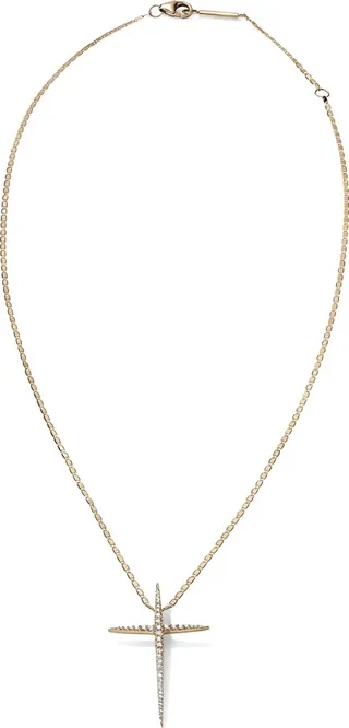 Skinny Diamond Cross Pendant Necklace