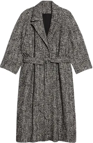 Belted Marl-Knit Coat