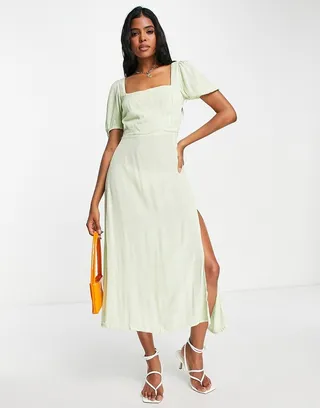 Stradivarius midi tea dress in sage