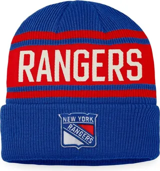 Men's Fanatics Branded Blue and Red New York Rangers True Classic Retro Cuffed Knit Hat