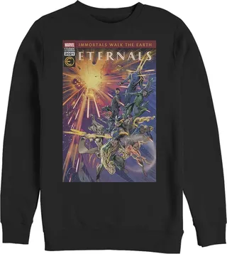Men's Marvel Eternals Immortals Walk the Earth Comic Book Cover Sweatshirt - Black - Small