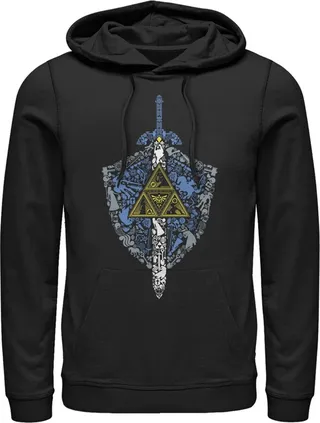 Men's Nintendo Legend of Zelda Hidden Pattern Pull Over Hoodie - Black - Small