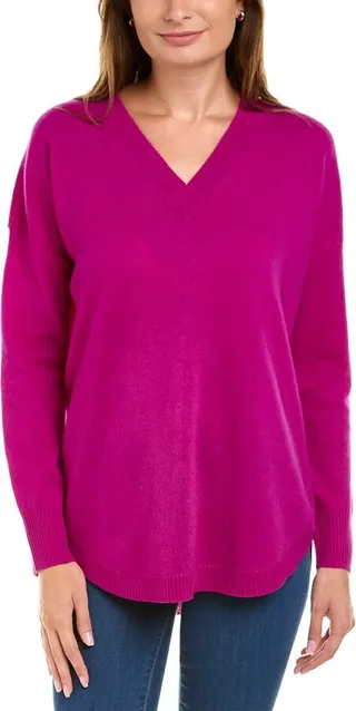 Incashmere V-Neck Cashmere Tunic Sweater