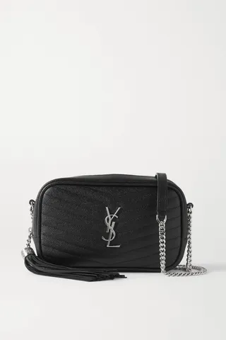 SAINT LAURENT - Lou Mini Quilted Textured-leather Shoulder Bag - Black
