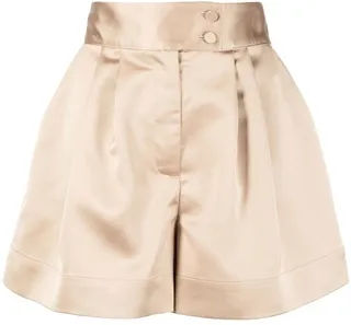 High-Waisted Satin-Finish Shorts