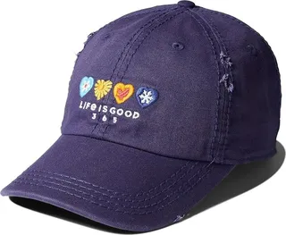 Life is Good Embroidered Graphic Sunwashed Chill Cap (Darkest Blue 1) Caps