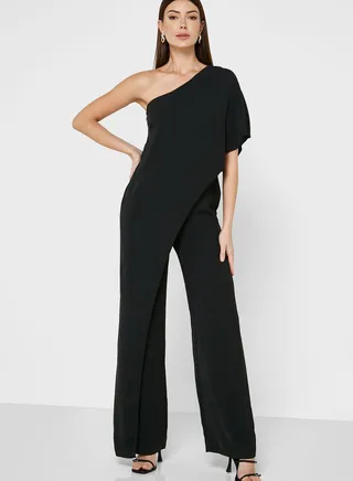 One Sleeve Ruffle Jumpsuit
