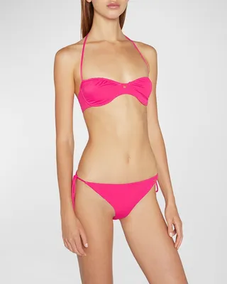 Underwire Glossy Jersey Two-Piece String Bikini Set
