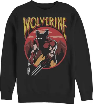 Men's Marvel X-Men Pixel Wolverine Sweatshirt - Black - 3X Large