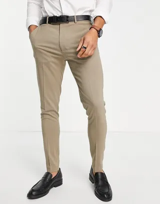 ASOS DESIGN super skinny mix and match suit pants in stone
