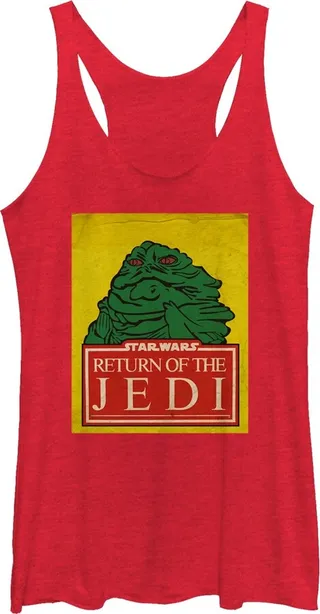 Women's Star Wars Jabba the Hutt Trading Card Racerback Tank Top - Red Heather - Small