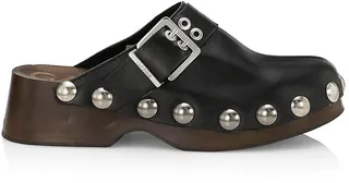 Calf Leather Studded Clogs