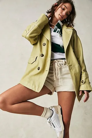 Top Notch Leather Pea Coat by We The Free at Free People