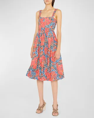 Olympia Cutout-Waist Fit-&-Flare Midi Dress