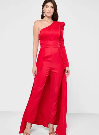 Puff Sleeve Draped Jumpsuit