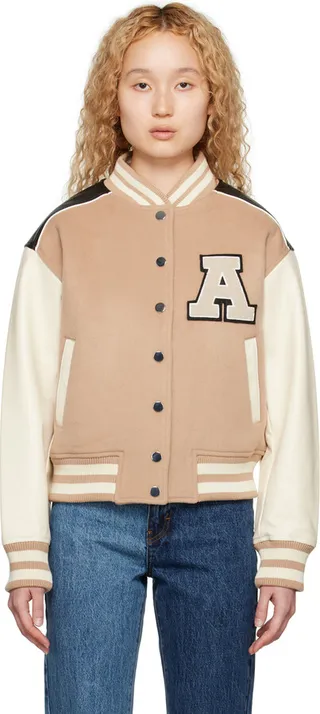 Axel Arigato Beige Ivy Varsity Bomber Jacket