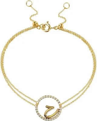 18kt yellow gold Love Letter V pavé diamond bracelet