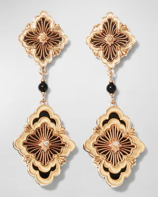 Opera Tulle Pendant Earrings in Onyx and Diamonds