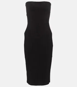 Strapless jersey-blend midi dress