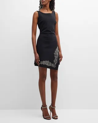 Shaula Embroidered Asymmetric Mini Dress