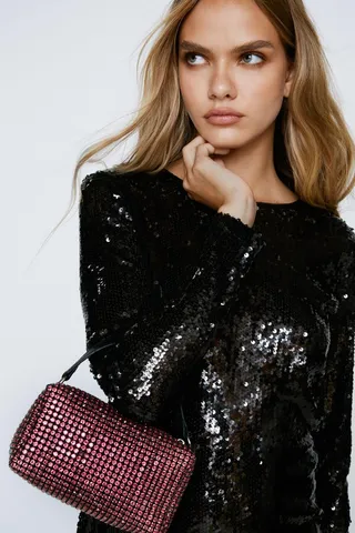 Nasty Gal Womens Diamante Embellished Mini Bag