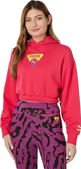 PUMA Ski Club Cropped Hoodie (Rose Red) Women's Clothing