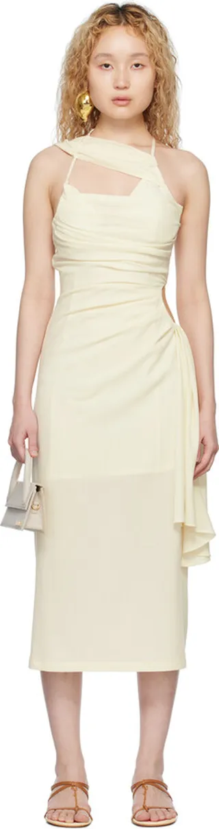 Jacquemus Off-White Le Raphia 'La Robe Abanada' Midi Dress