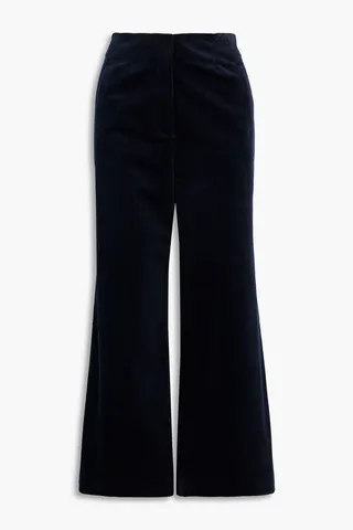 Cotton-blend corduroy wide-leg pants
