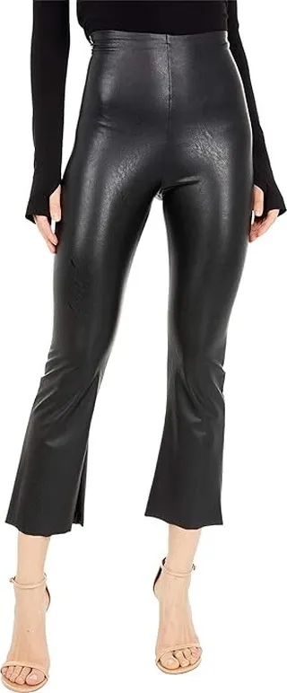 Commando Faux Leather Cropped Flare Perfect Control Leggings SLG33 (Black) Women's Casual Pants