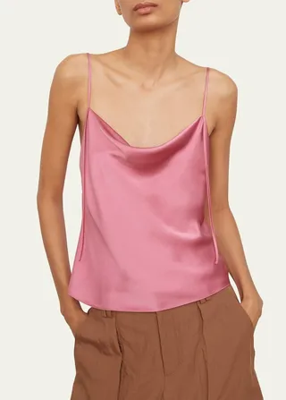Satin Draped Cowl-Neck Camisole