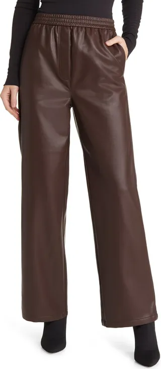 Faux Leather Wide Leg Pants