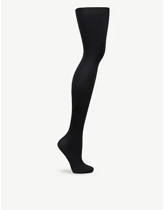 Womens Black Satin de uxe 1000 Tights