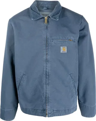 Logo-Patch Zip-Up Denim Jacket